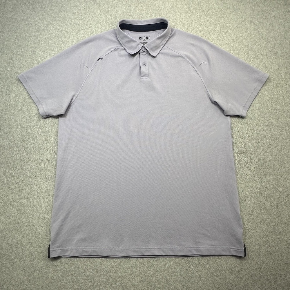 Rhone Delta Pique Polo Shirt Mens Large Purple Golf Performance Tech Casual